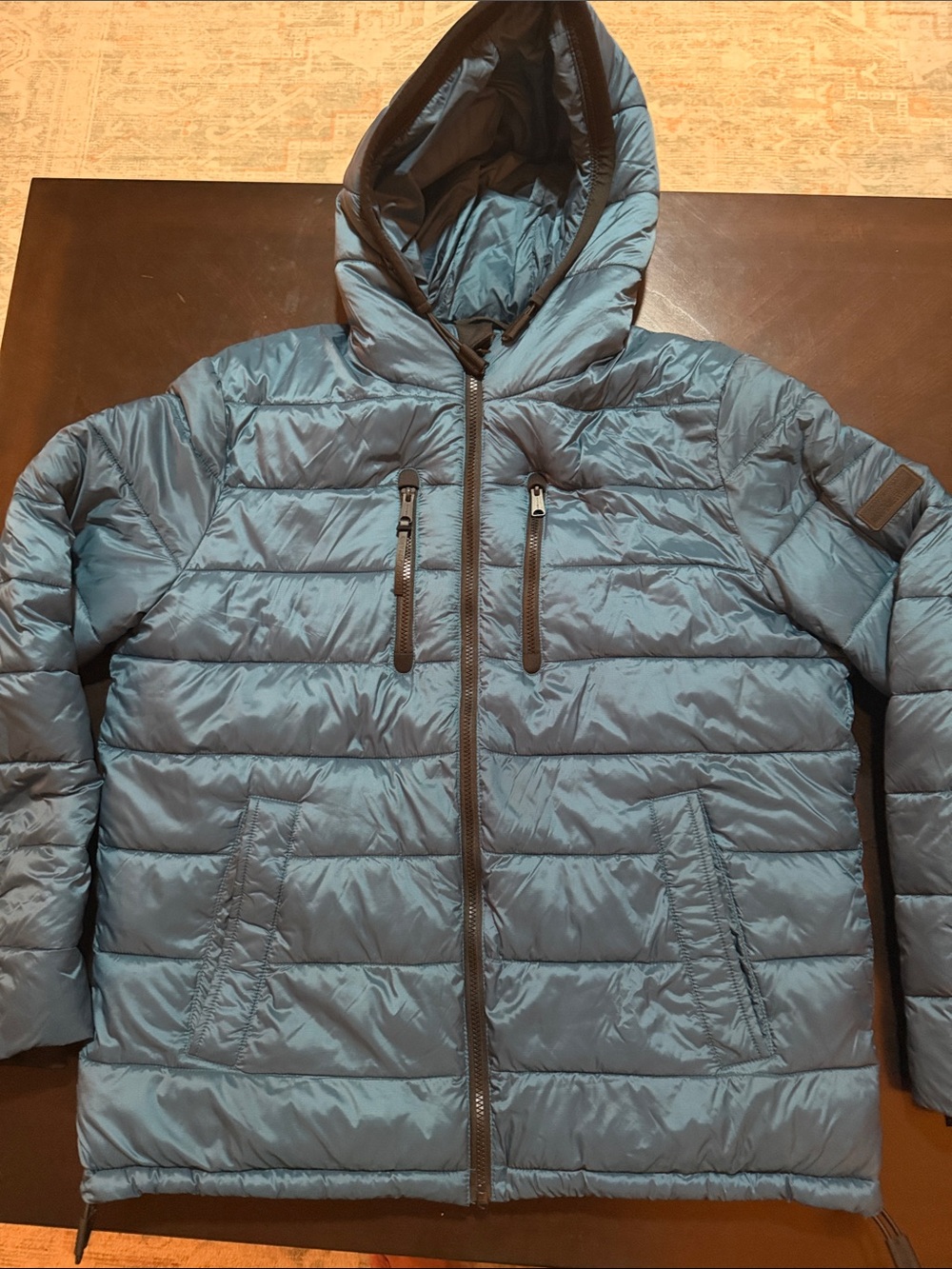 Men's Lucky Brand Blue Puffer Hooded Jacket